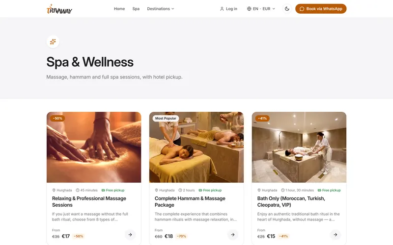 Trivaway: tours & spa booking platform, screen 4