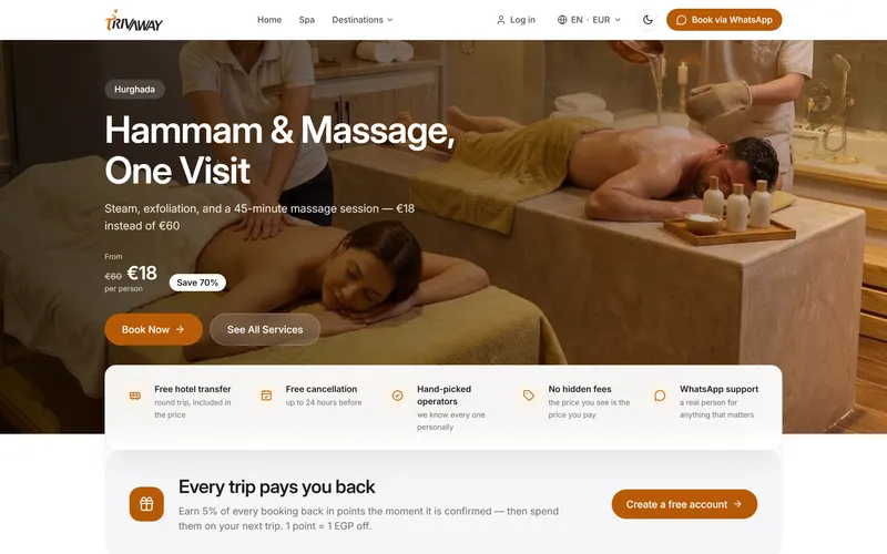 Trivaway: tours & spa booking platform, screen 2