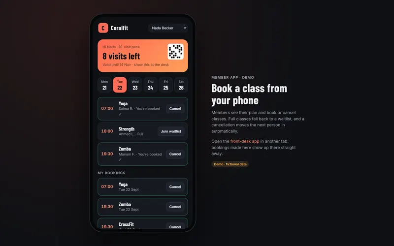 Gym system: classes, memberships & check-in, screen 5